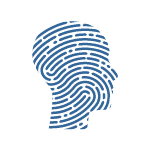 fingerprint shaped like a person's head to re[resent customised website design