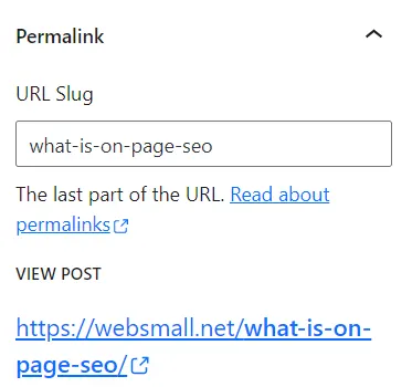 url slug is part of on page seo