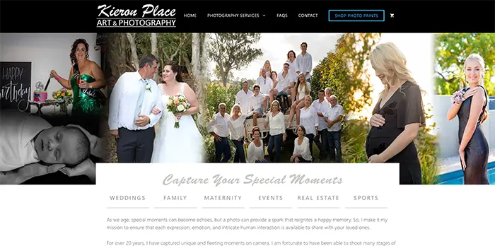 website design for kieron place art and photography mackay